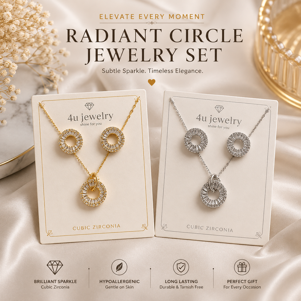 Radiant Circle Halo CZ Pendant Set