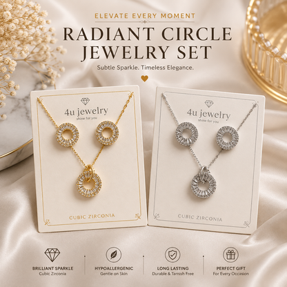 Radiant Circle Halo CZ Pendant Set