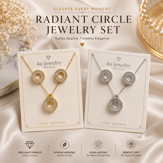 Radiant Circle Halo CZ Pendant Set