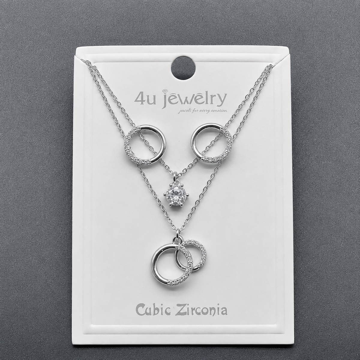 Double Ring Sparkle Pendant Set
