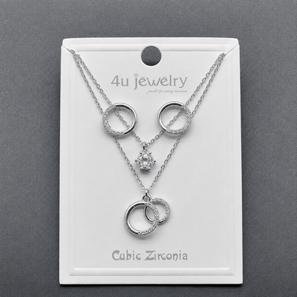 Double Ring Sparkle Pendant Set