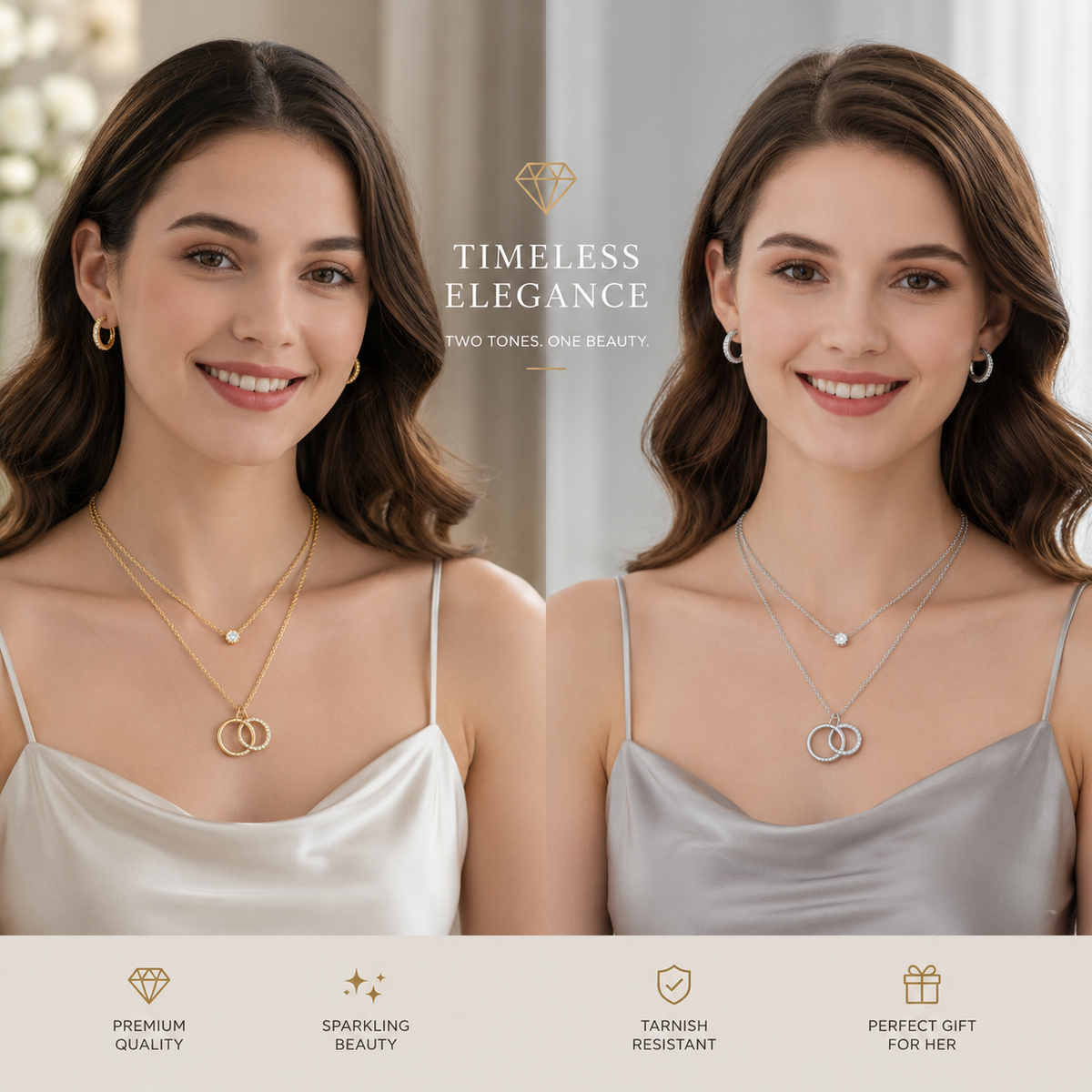 Double Ring Sparkle Pendant Set