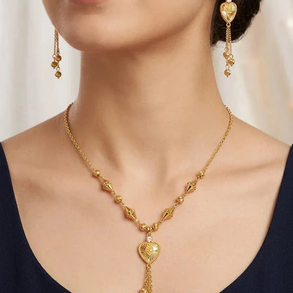Elegant Heart Tassel Necklace Set