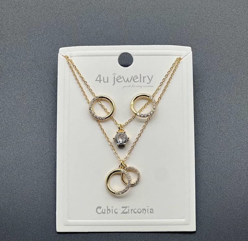 Double Ring Sparkle Pendant Set