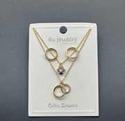 Double Ring Sparkle Pendant Set