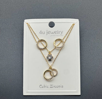 Double Ring Sparkle Pendant Set