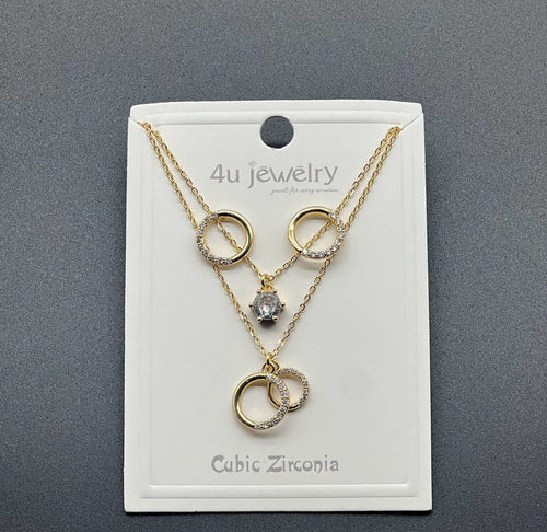 Double Ring Sparkle Pendant Set