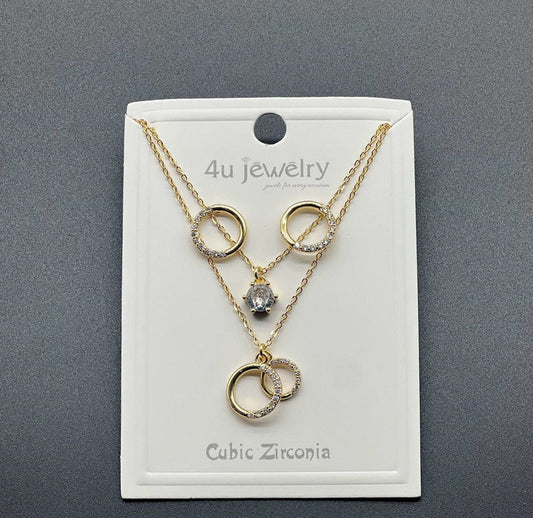 Double Ring Sparkle Pendant Set