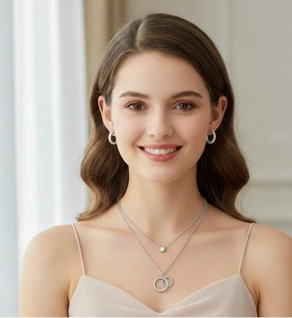 Double Ring Sparkle Pendant Set