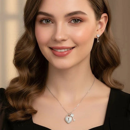 Heart Lock & Key Charm Set
