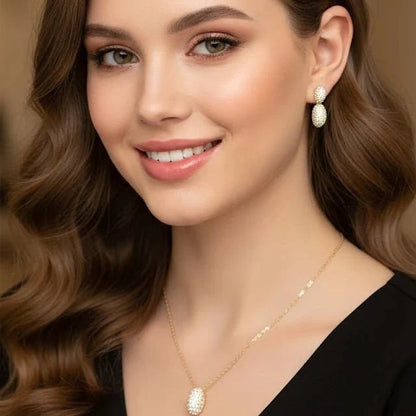 Oval Sparkle CZ Pendant Set