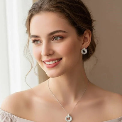 Radiant Circle Halo CZ Pendant Set